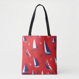 Lean Sailboat Pattern Tote Bag