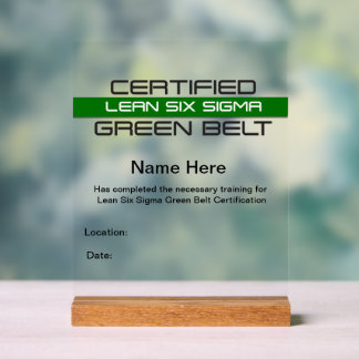 Lean SS Green Belt Award (personnalisable)