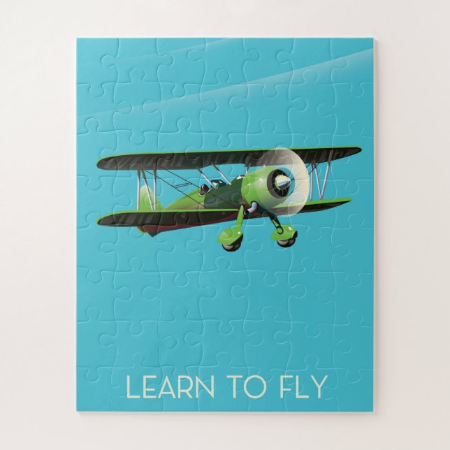 Lean To Fly vintage plane poster Jigsaw Puzzle (Vertical)