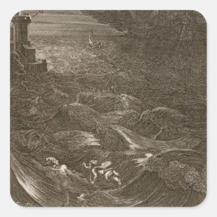 Leander Swims Over the Hellespont to Meet his Mist Square Sticker