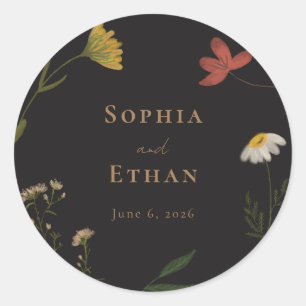 Leander Wildflower Wedding Classic Round Sticker