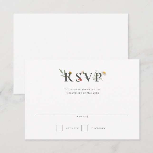 Leander Wildflower Wedding RSVP Card (Front/Back)