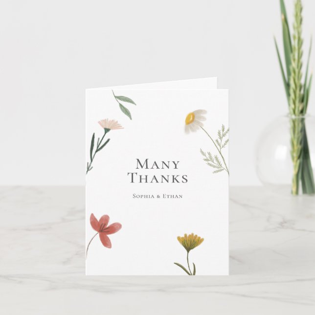 Leander Wildflower Wedding Thank You Card (Front)
