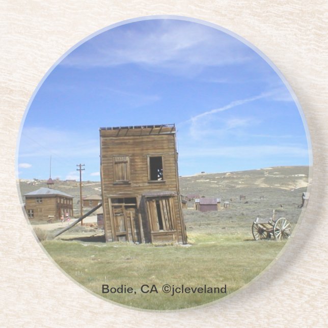 Leaning Building in Ghost Town Bodie, CA Coaster (Front)