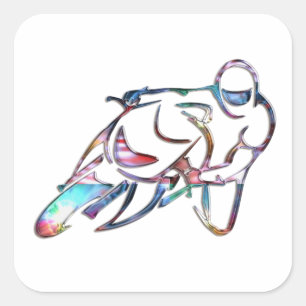 Leaning Into Curve Rainbow Metallic Square Sticker