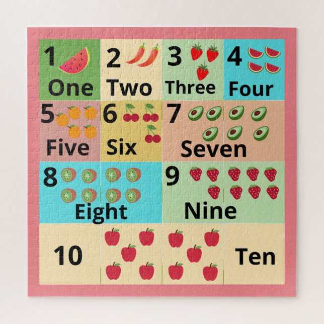 Leaning numbers Counting fruits colourful kids  Jigsaw Puzzle (Vertical)