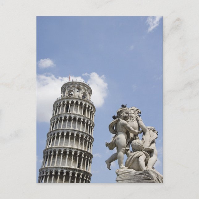 Leaning Tower of Pisa and Statue, Italy Postcard (Front)