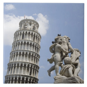 Leaning Tower of Pisa and Statue, Italy Tile