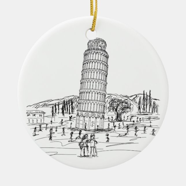 leaning tower of pisa ceramic ornament (Front)