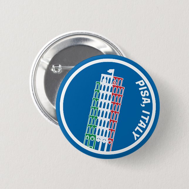 Leaning Tower of Pisa Crest 2 Inch Round Button (Front & Back)