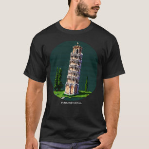 Leaning Tower of Pisa, Italy, Custom Text, 8bit T-Shirt