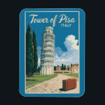 Leaning Tower of Pisa Italy Travel Art Vintage Magnet<br><div class="desc">Tower of Pisa in a vector art style. The Leaning Tower of Pisa,  or simply the Tower of Pisa,  is the campanile,  or freestanding bell tower,  of Pisa Cathedral.</div>