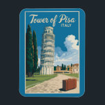 Leaning Tower of Pisa Italy Travel Art Vintage Magnet<br><div class="desc">Tower of Pisa in a vector art style. The Leaning Tower of Pisa,  or simply the Tower of Pisa,  is the campanile,  or freestanding bell tower,  of Pisa Cathedral.</div>