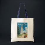 Leaning Tower of Pisa Italy Travel Art Vintage Tote Bag<br><div class="desc">Tower of Pisa in a vector art style. The Leaning Tower of Pisa,  or simply the Tower of Pisa,  is the campanile,  or freestanding bell tower,  of Pisa Cathedral.</div>