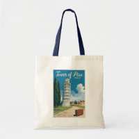 Leaning Tower of Pisa Italy Travel Art Vintage
