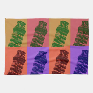 Leaning Tower of Pisa Pop Art Kitchen Towel