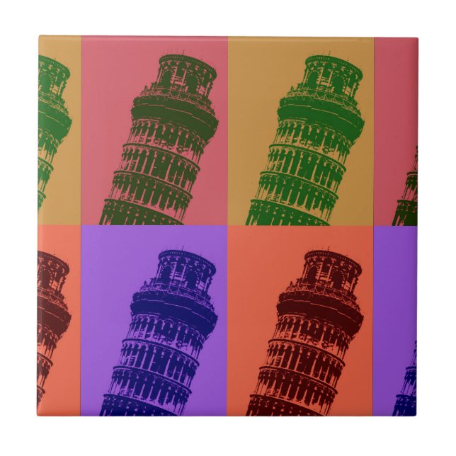 Leaning Tower of Pisa Pop Art Tile (Front)