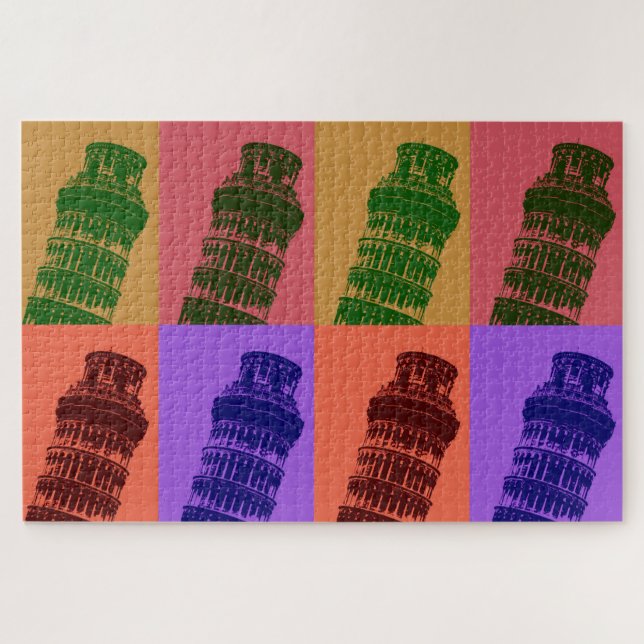Leaning Tower of Pisa Pop Art Travel Jigsaw Puzzle (Horizontal)