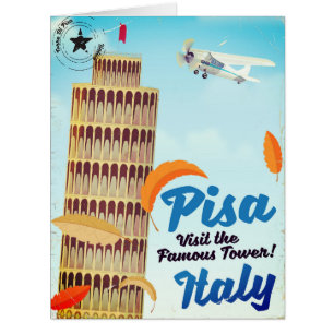 Leaning Tower of Pisa Vintage vacation print.