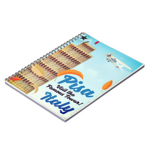 Leaning Tower of Pisa Vintage vacation print. Notebook