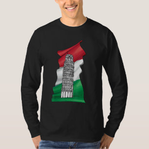 Leaning Tower Of Pisa With Italy Flag T-Shirt