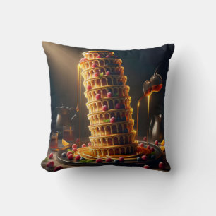 Leaning Tower of Yummy! Throw Pillow