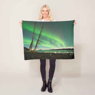 Leaning Tree Aurora Fleece Blanket