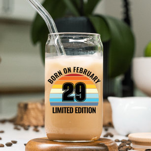 Leap Day Birthday Feb 29 Leap Year Vintage Sunset Can Glass