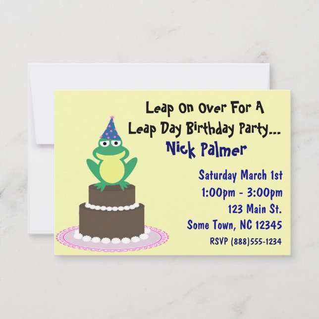 Leap Day Birthday Party Invitation (Front)