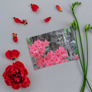 Leap Day Red Rhododendrons Floral Birthday Card