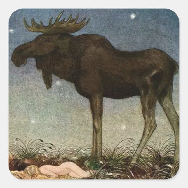 “Leap Finds the Sleeping Princess” by John Bauer Square Sticker (Front)