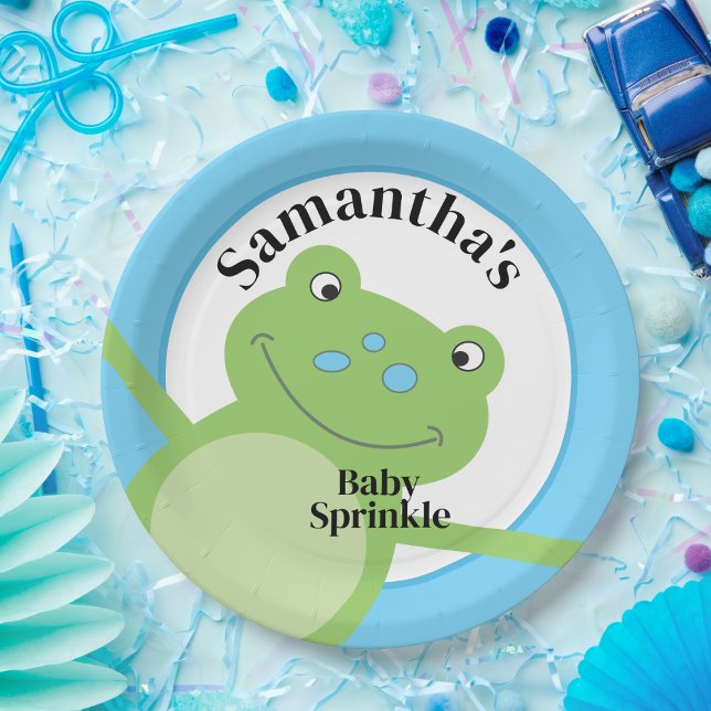 Leap Frog Green Froggy Baby Sprinkle Shower Paper Plate (Green Frog Paper Plates)