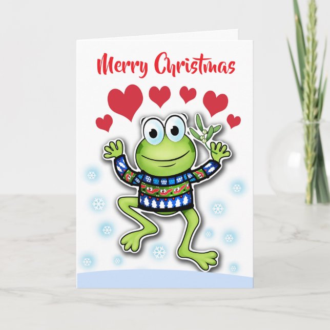 Leap grenouille coeurs sur mesure carte de Noël (Devant)
