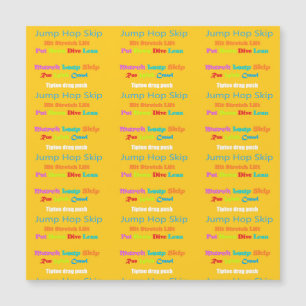 Leap Hop Skip Lean Text design mixed colours