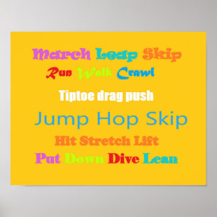 Leap Hop Skip Lean Text design mixed colours       Poster