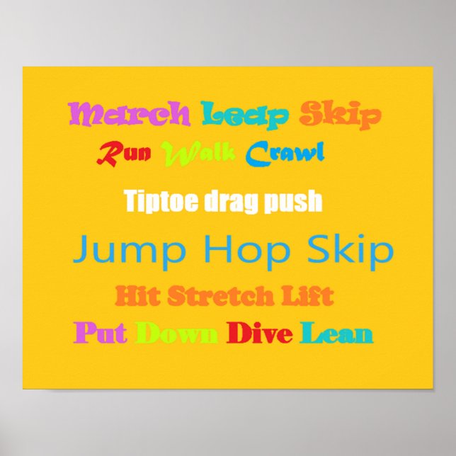 Leap Hop Skip Lean Text design mixed colours       Poster (Front)