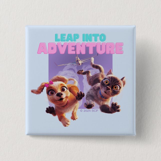 Leap Into Adventure 2 Inch Square Button (Front)