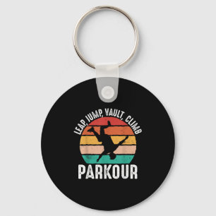 Leap Jump Vault Climb Parkour - Retro Traceur Runn Keychain