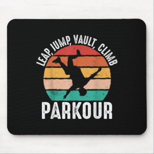 Leap Jump Vault Climb Parkour - Retro Traceur Runn Mouse Pad