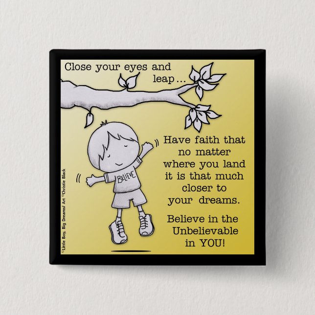 Leap of Faith 2 Inch Square Button (Front)