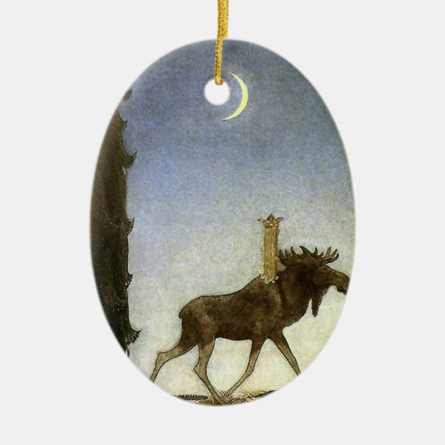 Leap the Elk and Princess Tuvstarr by John Bauer Ceramic Ornament (Front)