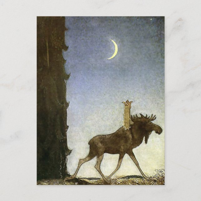 “Leap the Elk” Watercolor by John Bauer Postcard (Front)