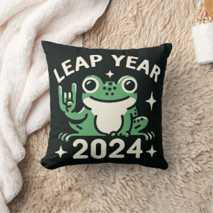 Leap Year 2024 Frog  Throw Pillow
