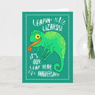 Leap Year Anniversary Leapin' Lizards Card