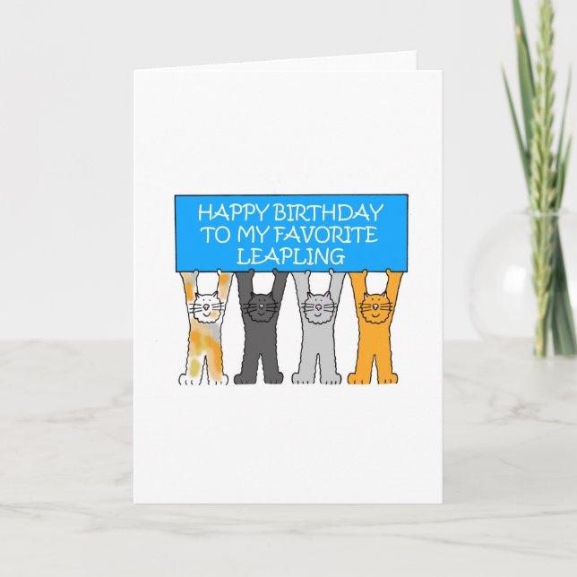 Leap Year Birthday, American spelling. Card (Front)