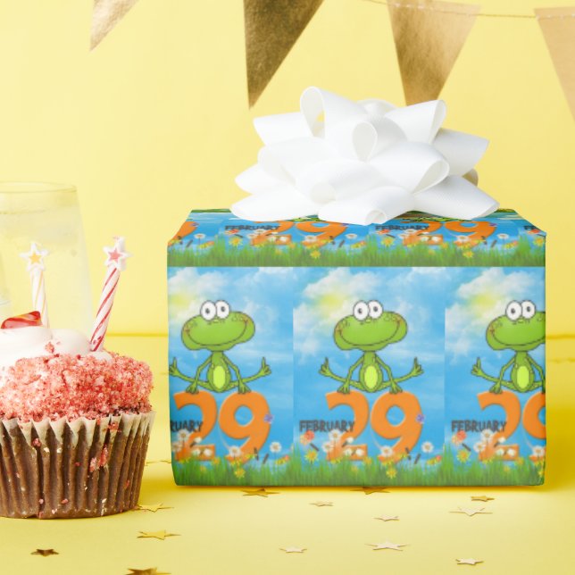 Leap Year Birthday Frog Wrapping Paper (Birthday Party)