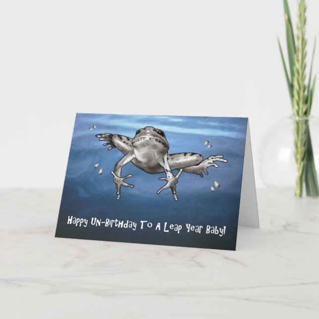 Leap Year Birthday: Happy Un Birthday Leaping Frog Card (Front)