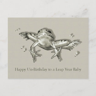 Leap Year Birthday, Leaping Frog, Pencil Art Postcard