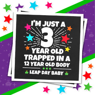 Leap Year Birthday Party 12th Birthday Leap Day Napkin