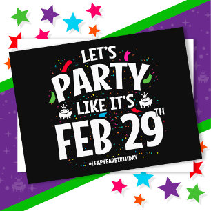 Leap Year Birthday Party Feb 29th Leaper Leap Day Postcard